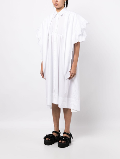 Shop Simone Rocha Scallop-detail Short-sleeve Dress In White