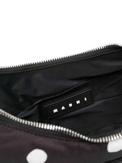 Shop Marni Small Puff Polka-dot Shoulder Bag In Black