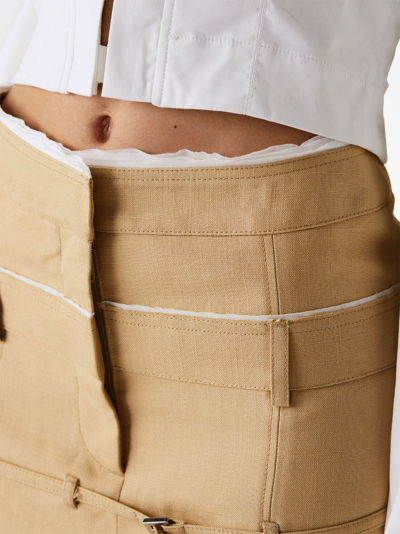 Shop Jacquemus Caraco Belted Miniskirt In Neutrals