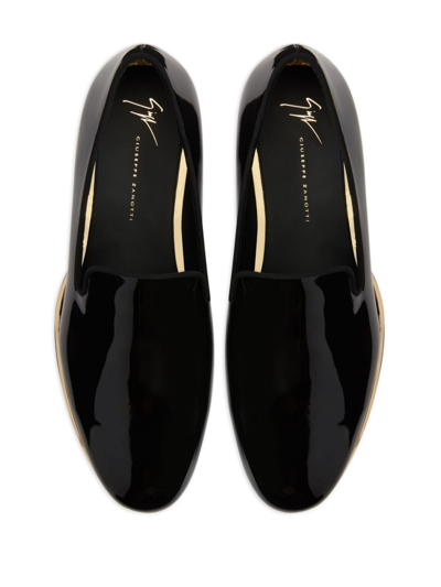 Shop Giuseppe Zanotti Gz Flash Leather Loafers In Black