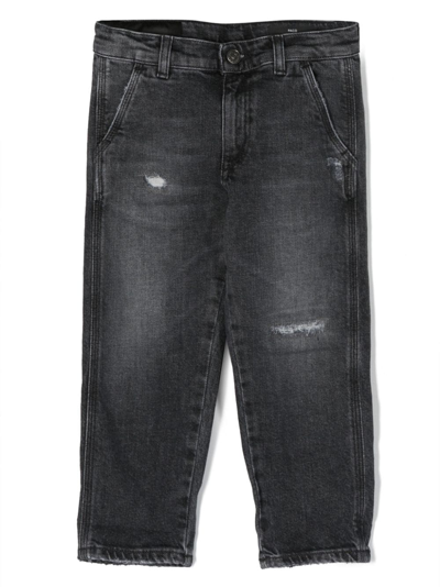 Shop Dondup Ripped-effect Straight-leg Jeans In Grey