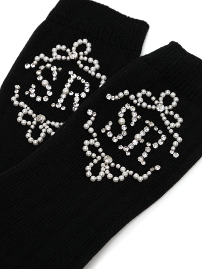 Shop Simone Rocha Monogram-embellished Cotton Socks In Black