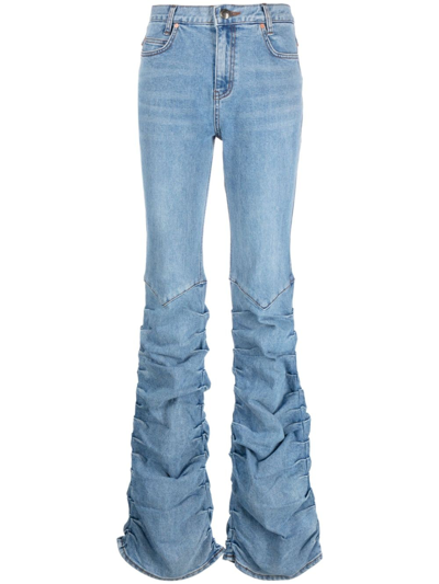 Shop Andersson Bell Mahina Ruched Flared Jeans In Blue
