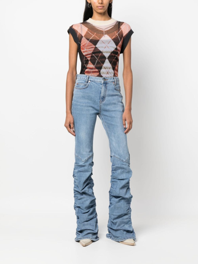 Shop Andersson Bell Mahina Ruched Flared Jeans In Blue
