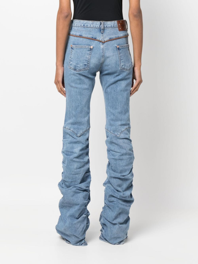 Shop Andersson Bell Mahina Ruched Flared Jeans In Blue