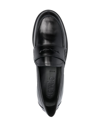 Aeyde Oscar Penny-slot Loafers In Black Brushed Leather In Black