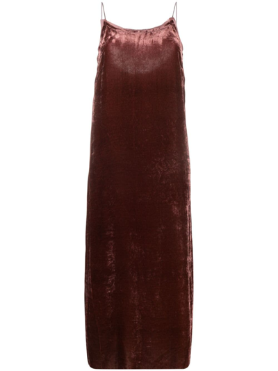 Shop Uma Wang Velvet Scoop-back Dress In Red