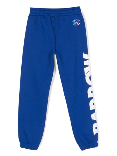 Shop Barrow Logo-print Cotton Track Pants In Blue