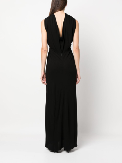 Shop Saint Laurent Draped Silk-crepe Gown In Black