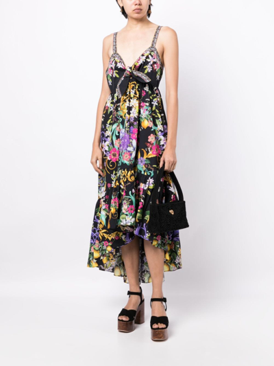 Shop Camilla Graphic-print Cotton Midi Dress In Black