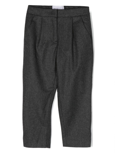 Shop Ermanno Scervino Junior Logo-plaque Tapered Trousers In Grey