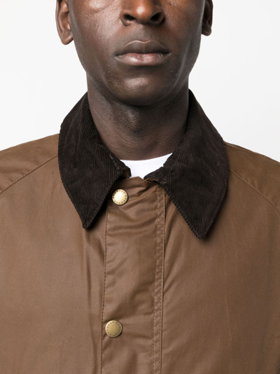 Shop Barbour Beaufort Press-stud Wax Jacket In Brown
