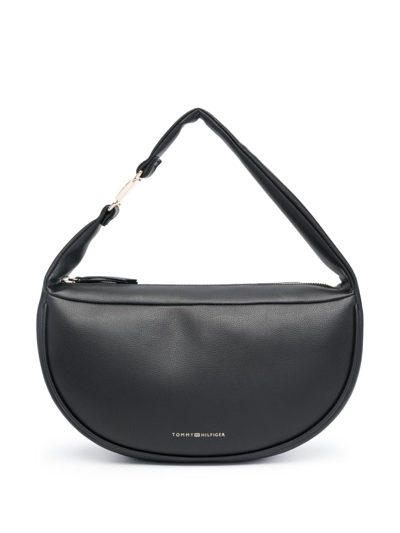 Shop Tommy Hilfiger Contemporary Smooth-grain Shoulder Bag In Black