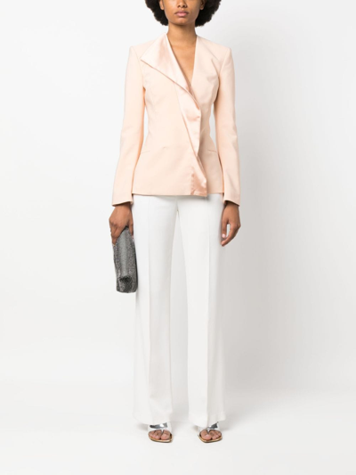 Genny Single-breasted Asymmetric-lapel Blazer In Neutrals