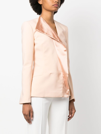 Genny Single-breasted Asymmetric-lapel Blazer In Neutrals