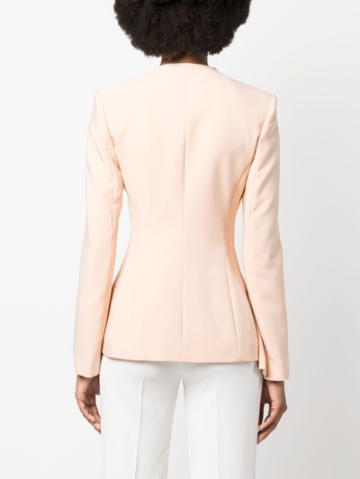 Genny Single-breasted Asymmetric-lapel Blazer In Neutrals