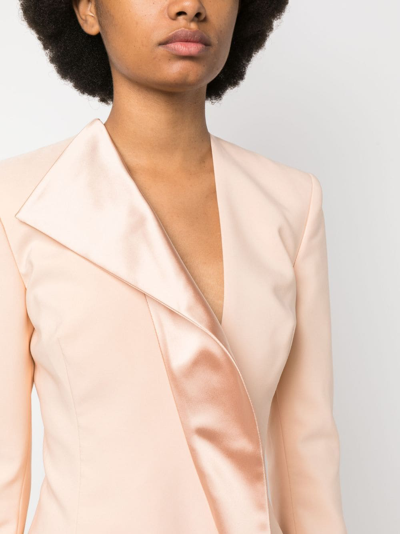 Genny Single-breasted Asymmetric-lapel Blazer In Neutrals