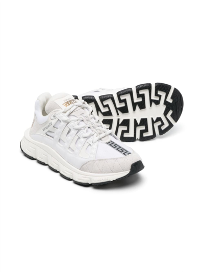 Shop Versace Trigreca Lace-up Sneakers In White