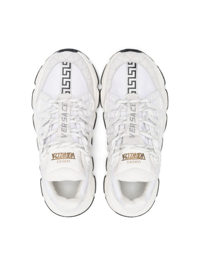 Versace Trigreca Logo-print Leather Low-top Trainers 8-10 Years In White