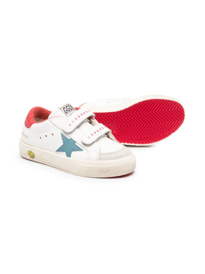 Shop Golden Goose Star-patch Touch-strap Sneakers In White