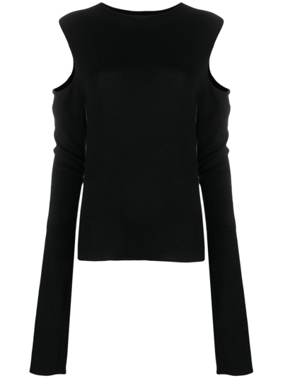 Shop Rick Owens Luxor Cold-shoulder Knit Jumper In Black