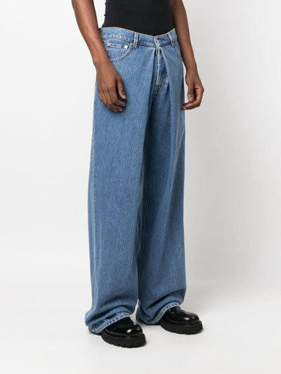 Shop Alexander Mcqueen Pleat-detail Baggy-fit Jeans In Blue