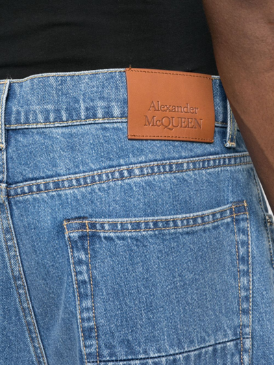 Shop Alexander Mcqueen Pleat-detail Baggy-fit Jeans In Blue