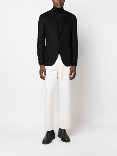 Lardini Single-breasted Wool-cashmere Blazer In Black