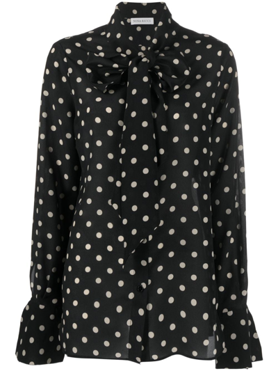 Shop Nina Ricci Polka-dot Silk Blouse In Black