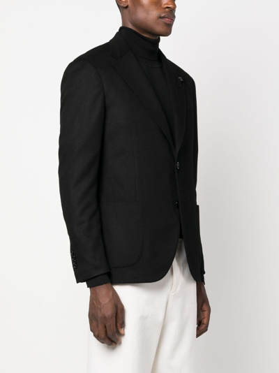 Shop Lardini Single-breasted Wool-cashmere Blazer In Black