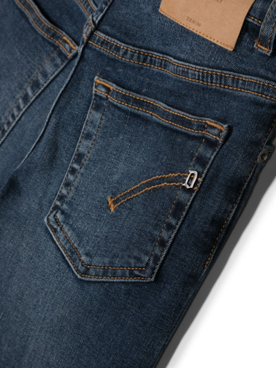 Shop Dondup Logo-plaque Slim-cut Jeans In Blue