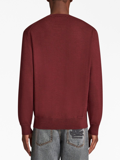 Shop Etro Pegaso-embroidered Wool Jumper In Brown