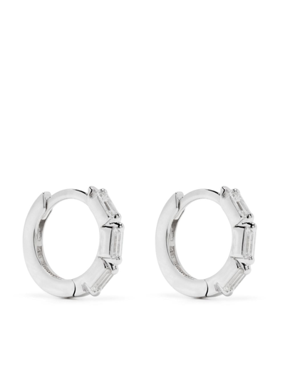 Shop Suzanne Kalan 18kt White Gold Diamond Huggie Earrings In Silver
