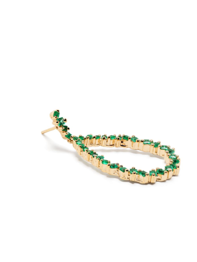 Shop Suzanne Kalan 18kt Yellow Gold Emerald Drop Earrings In Green