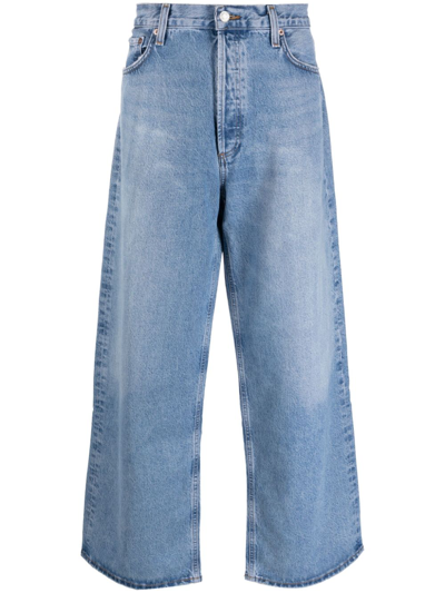 Shop Agolde Mid-rise Wide-leg Jeans In Blue