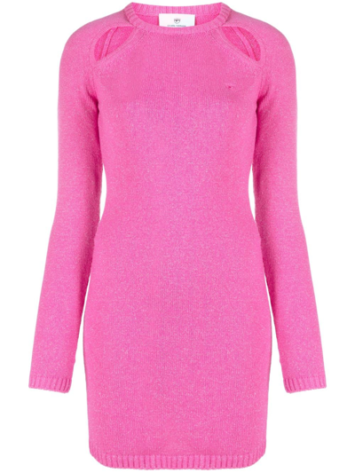Shop Chiara Ferragni Cut-out Knitted Minidress In Pink
