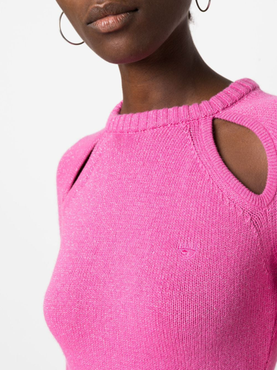 Shop Chiara Ferragni Cut-out Knitted Minidress In Pink