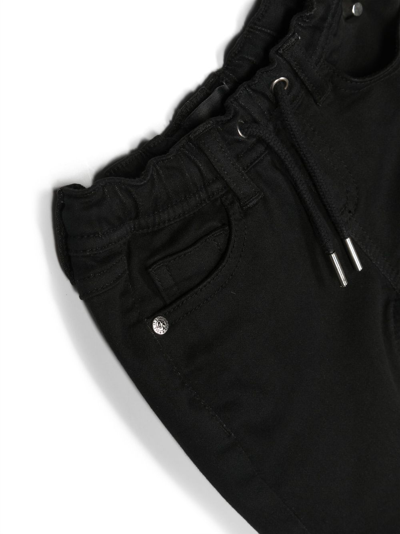 Shop John Richmond Junior Logo-patch Drawstring Jeans In Black