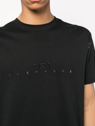 Shop John Richmond Rochal Logo-embossed Cotton T-shirt In Black