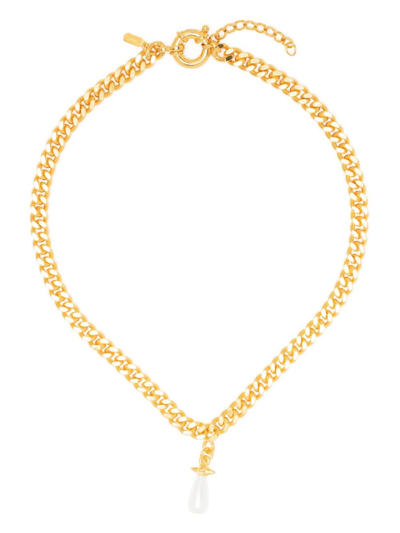 Shop Maria Nilsdotter Chunky Chain Drop-pendant Necklace In Gold