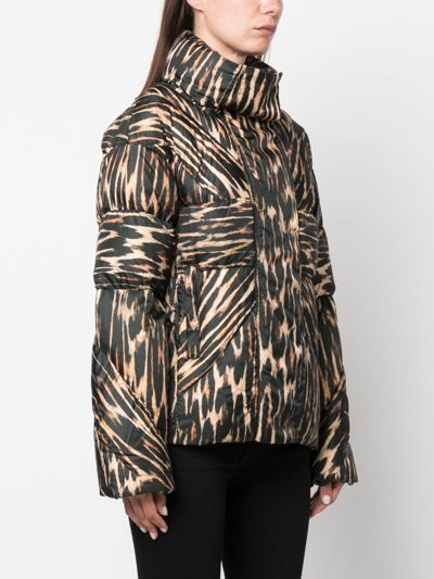 Shop John Richmond Leopard-print Puffer Jacket In Black