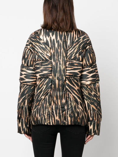 Shop John Richmond Leopard-print Puffer Jacket In Black