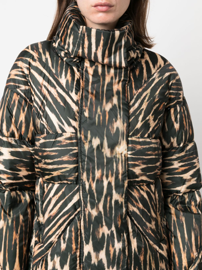 Shop John Richmond Leopard-print Puffer Jacket In Black