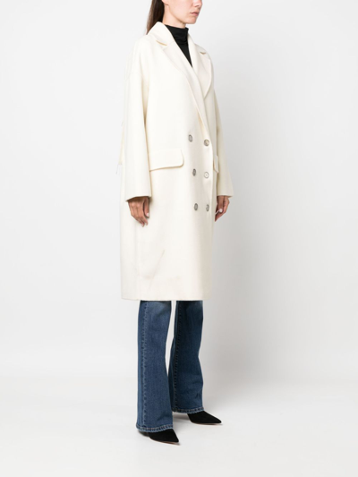 Shop John Richmond Text-print Double-breasted Coat In Neutrals