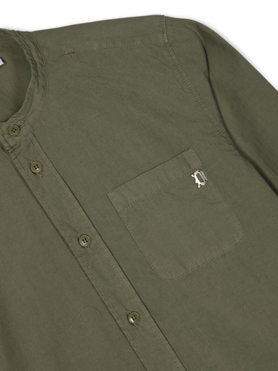 Shop Dondup Logo-plaque Long-sleeve Shirt In Green