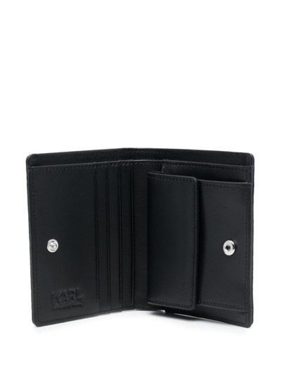 Shop Karl Lagerfeld Ikonic Karl-motif Leather Wallet In Black