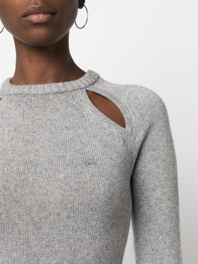 Shop Chiara Ferragni Cut-out Knitted Minidress In Grey
