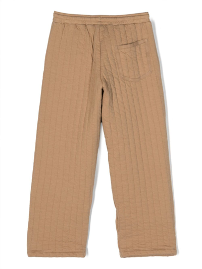 Shop Bobo Choses Quilted Straight-leg Drawstring Trousers In Neutrals