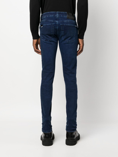 Shop John Richmond Mid-rise Slim-fit Jeans In Blue