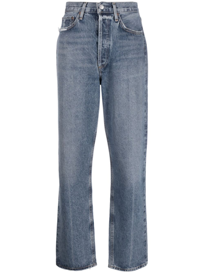 Shop Agolde 90s Pinch Waist Straight-leg Jeans In Blue